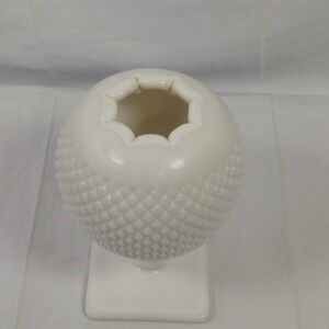 VINTAGE FOOTED BALL VASE MILK GLASS WESTMORELAND IVY ENGLISH HOBNAIL PEDESTAL